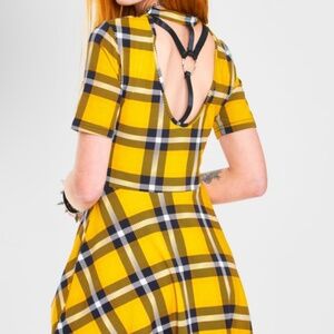Jawbreaker Mustard Plaid Reality Check Skater Dress - Size XXL (12/14)
